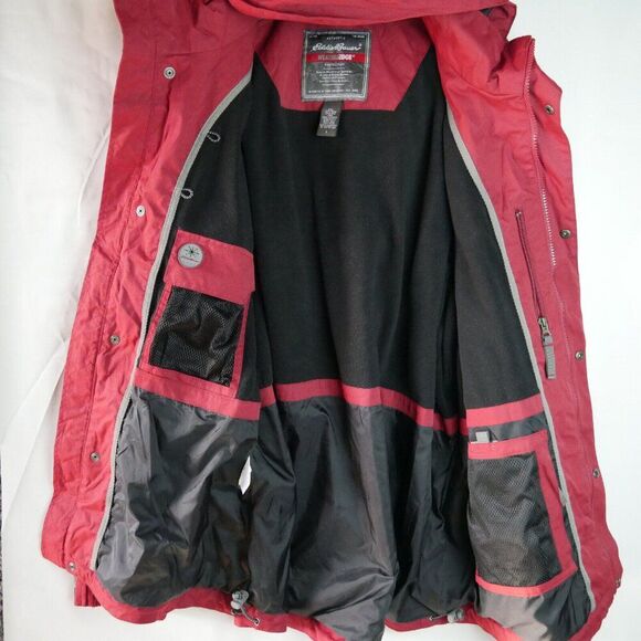 Eddie Bauer WeatherEdge Women’s Size L Coat Fleece Lining Red Removable Hood - Picture 2 of 16